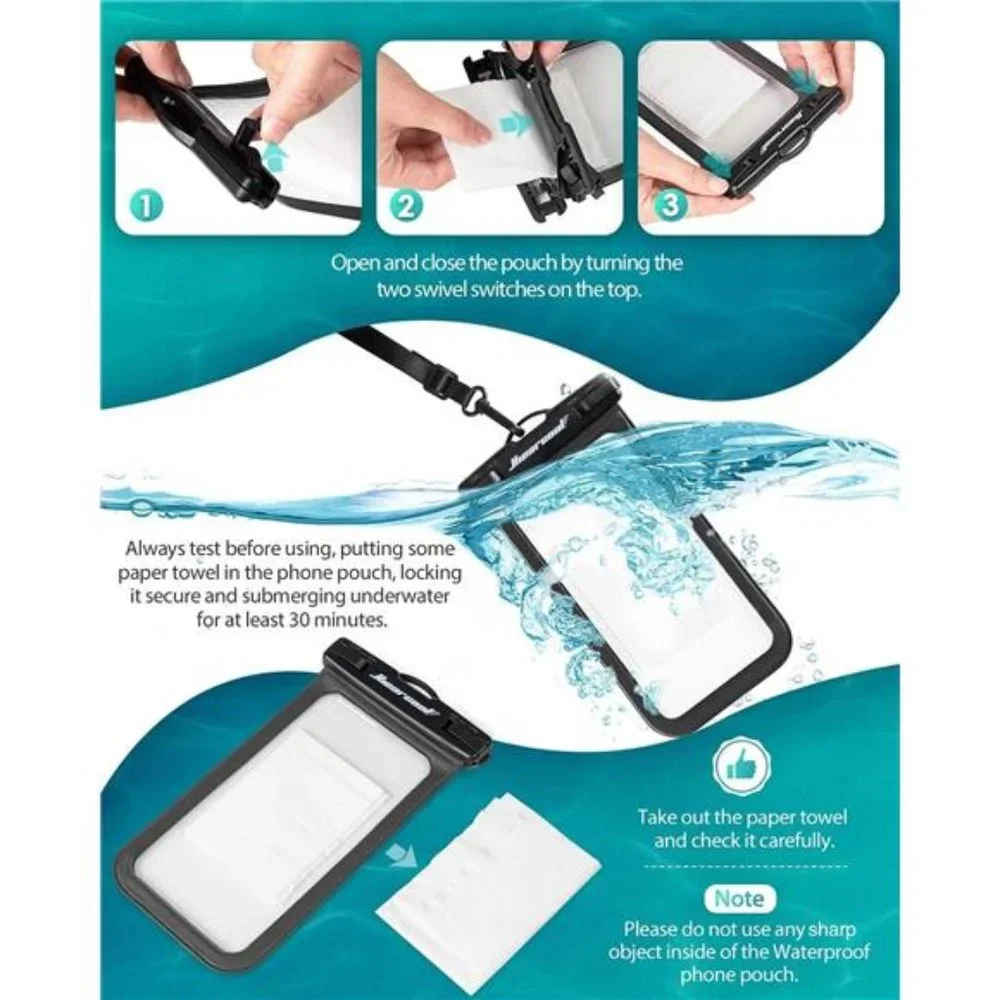 Waterproof Phone Pouch, Waterproof Phone Case for Travel, 2 Pack-8.3